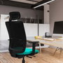 PIQUERAS Y CRESPO Silla de oficina Haches con mecanismo Sincro/Traslack Turquesa y Gris