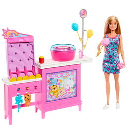Barbie Puesto de Algodón de Azúcar JFV67 Mattel Muñeca con Accesorios para Niñas +3 Años