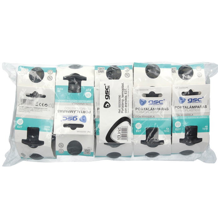 GSC Evolution Portalamparas Termoplástico con Arandela E27 Negro