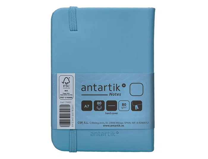 Antartik Cuaderno A7 Tapa Dura Hojas Lisas Azul Claro 80 Hojas 80gr Fsc
