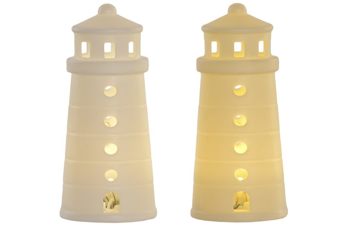 DKD Home Decor Decoracion Luminosa Basicos Blanco Crema 5 x 12 x 5 cm 12 Unidades
