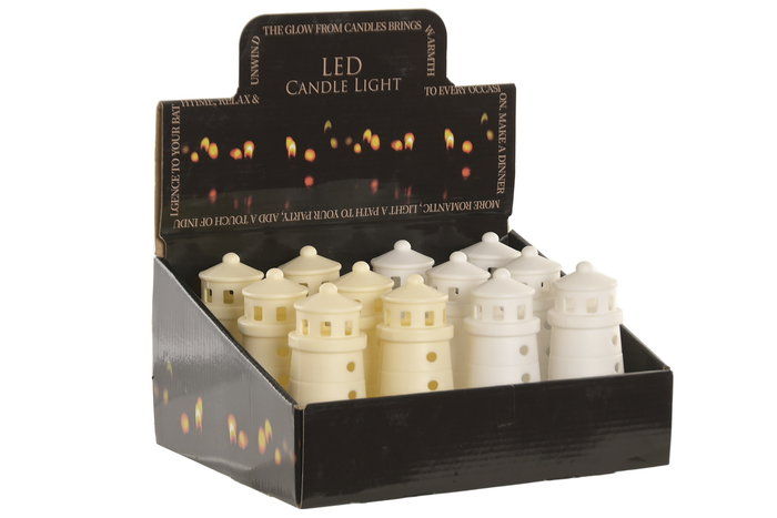 DKD Home Decor Decoracion Luminosa Basicos Blanco Crema 5 x 12 x 5 cm 12 Unidades