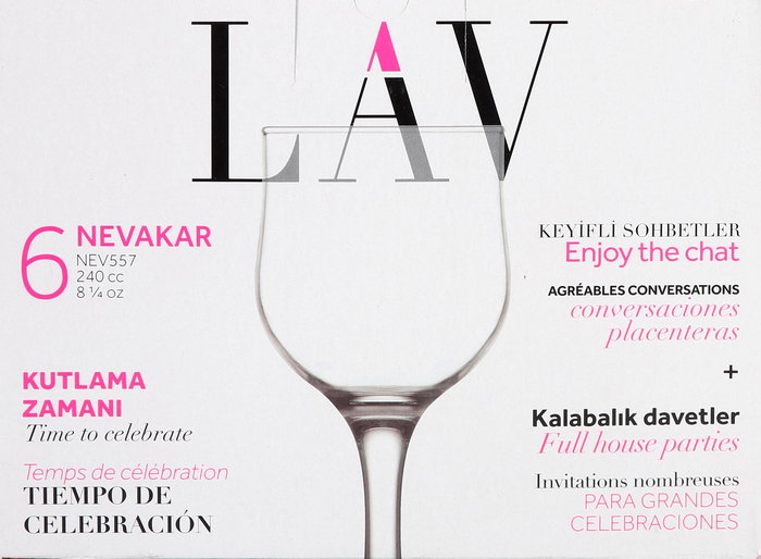 Lav Set 6 Copas Vino Tinto 240cc Ø7x7x16.5 cm (4 Cajas)