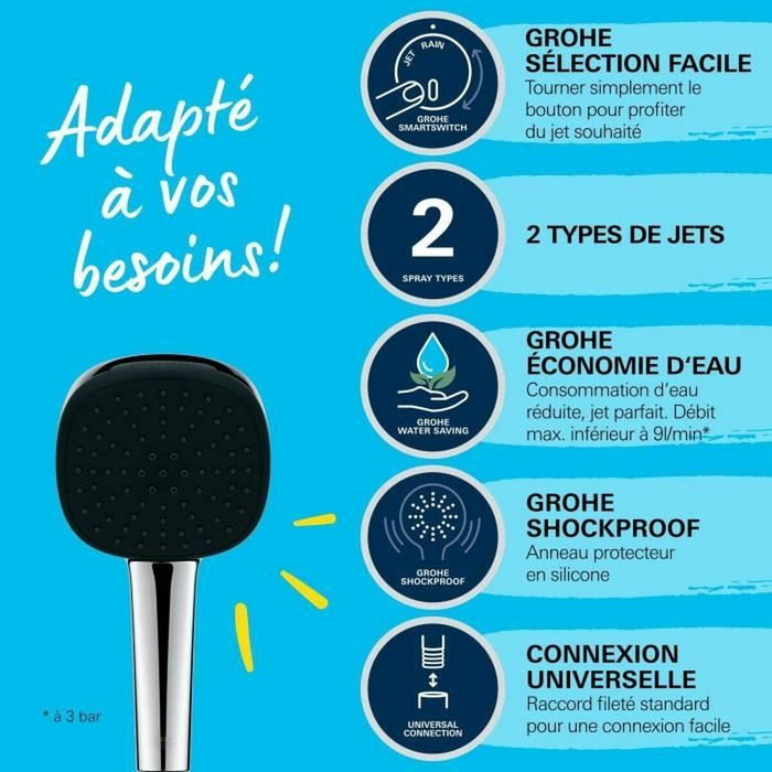 Grohe Vitalio Comfort 110 Rociador de ducha 2 chorros Cromo Grohe Vitalio Comfort 110 Rociador de ducha 2 chorros Cromo