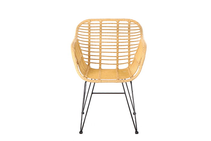 DKD Home Decor Silla Terraza Y Jardin Marron Claro Negro Ratan Sintetico Hierro Galvanizado 62 x 81 x 57 cm (2 Unidades)