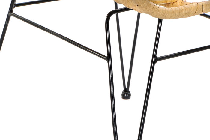 DKD Home Decor Silla Terraza Y Jardin Marron Claro Negro Ratan Sintetico Hierro Galvanizado 62 x 81 x 57 cm (2 Unidades)