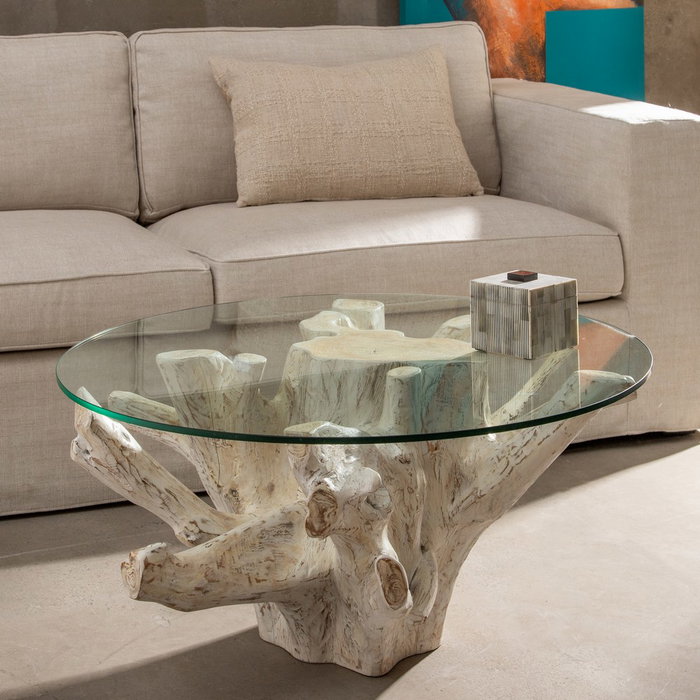 Mesa Centro Blanco Rozado 90 X 90 X 45 cm