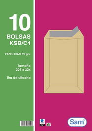Sobre-Bolsa Sam 229X324 Kraft 90G (Silicona) Paquete De 10 (Set de 25)