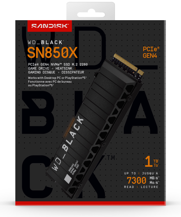 WESTERN DIGITAL WD_BLACK SN850X NVMe SSD 1 TB M.2 con Disipador WESTERN DIGITAL WD_BLACK SN850X NVMe SSD 1 TB M.2 con Disipador