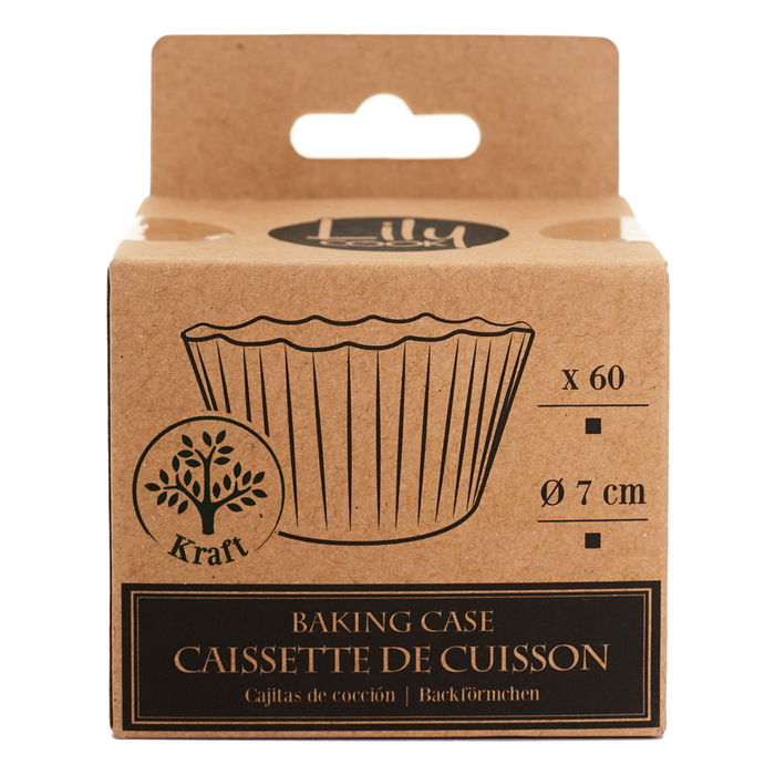 Lily Cook Juego de 60 Moldes Papel Kraft para Magdalenas, Horno, Diámetro 7 cm Lily Cook Juego de 60 Moldes Papel Kraft para Magdalenas, Horno, Diámetro 7 cm