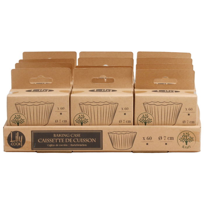 Lily Cook Juego de 60 Moldes Papel Kraft para Magdalenas, Horno, Diámetro 7 cm Lily Cook Juego de 60 Moldes Papel Kraft para Magdalenas, Horno, Diámetro 7 cm