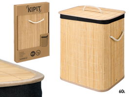 Kipit Pongotodo Rectangular Bambú Tela Negra 60L - 40x50x30 cm (Set de 6)