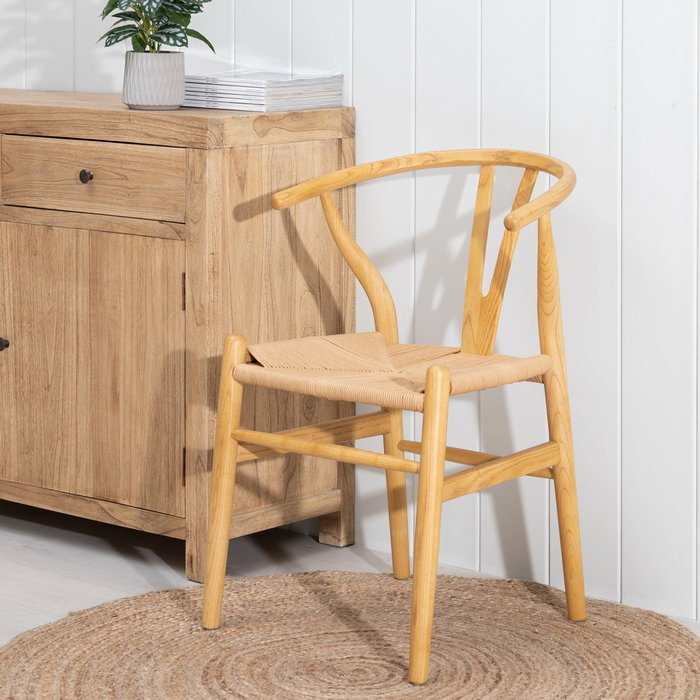 Silla Natural Madera de Olmo Decoración 56 X 48 X 78 cm