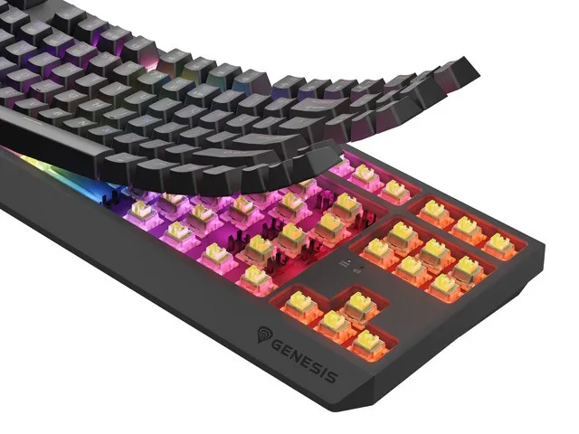 Genesis Thor 230 TKL Wireless Negro Teclado Mecánico Inalámbrico RGB Outemu Silent Lemon Hot-Swap Layout Polaco (QWERTY)