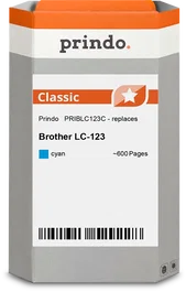 Prindo Classic Cartucho de tinta cian compatible con Brother LC123C (LC-123) 600 páginas