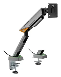 AISENS - SOPORTE DE MESA RGB GAMING CONTRAPESO GIRATORIO E INCLINABLE PARA MONITOR/TV 16KG (3 PIVOTES, 1 BRAZO) DE 17-49, NEGRO-GRIS