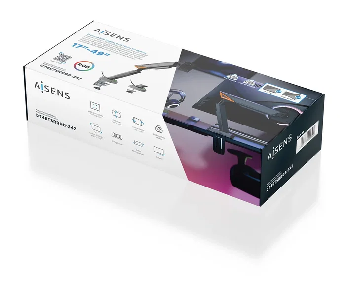 Aisens Soporte de Mesa Gaming RGB DT49TSRRGB-347 para Monitor/TV de 17-49 pulgadas