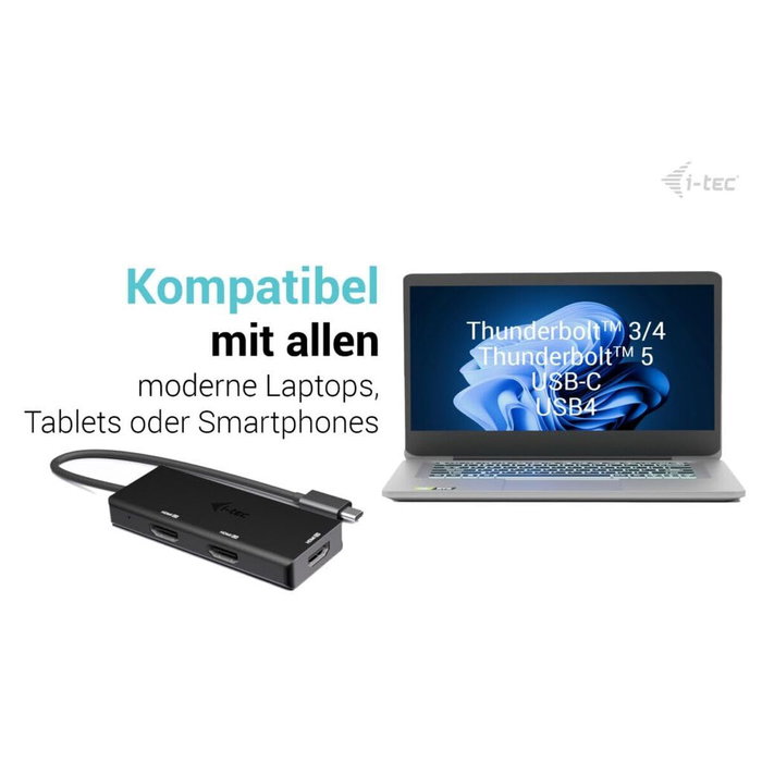 I-tec Adaptador de Vídeo USB-C Triple 4K HDMI con Power Delivery 100W Negro