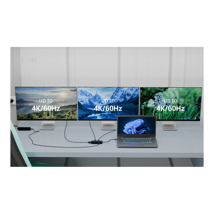 I-tec Adaptador de Vídeo USB-C Triple 4K HDMI con Power Delivery 100W Negro