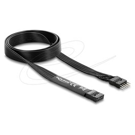 DeLOCK Cable Extensión Audio HD 70 cm Negro, 86058, Conector 9 Pin Macho a Hembra para Placa Base, Flachbandkabel, 1 Unidad