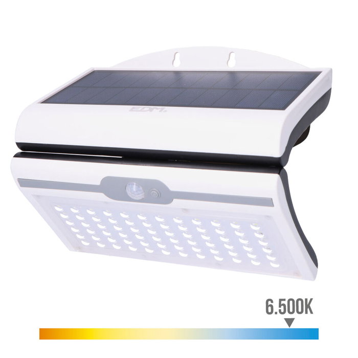 Edm Aplique solar blanco de 6W con sensor, 430lm y 6.500K Edm Aplique solar blanco de 6W con sensor, 430lm y 6.500K