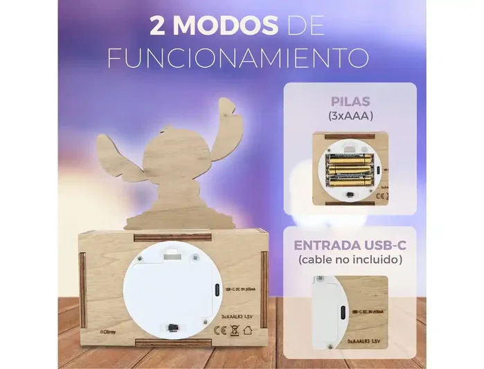 Wondee Lámpara de noche de madera personalizable Stitch