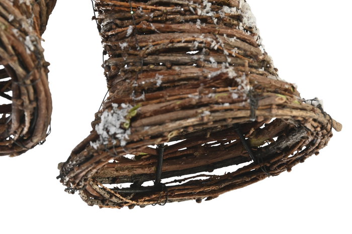 DKD Home Decor Decoración Colgante Navidad Tradicional Rojo Natural Ratán Piñas Campanas 25 x 12 x 15 cm