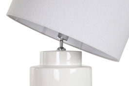 DKD Home Decor Lámpara Pie Scandi Blanco Marrón Cerámica Lino 50 x 139.5 x 50 cm