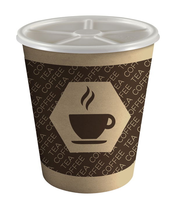 Algon Set 10 Vasos Cartón para Café con Tapa 200 cc (18 Unidades)