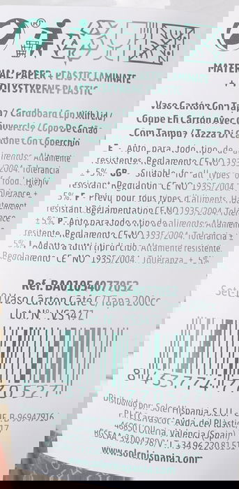 Algon Set 10 Vasos Cartón para Café con Tapa 200 cc (18 Unidades)