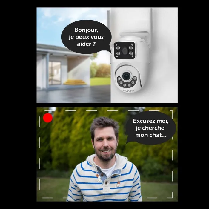 Kyf Cámara de Seguridad Exterior PT WiFi 360° Giratoria con Sensores Dual 2x3MP, modelo AAAPW98381