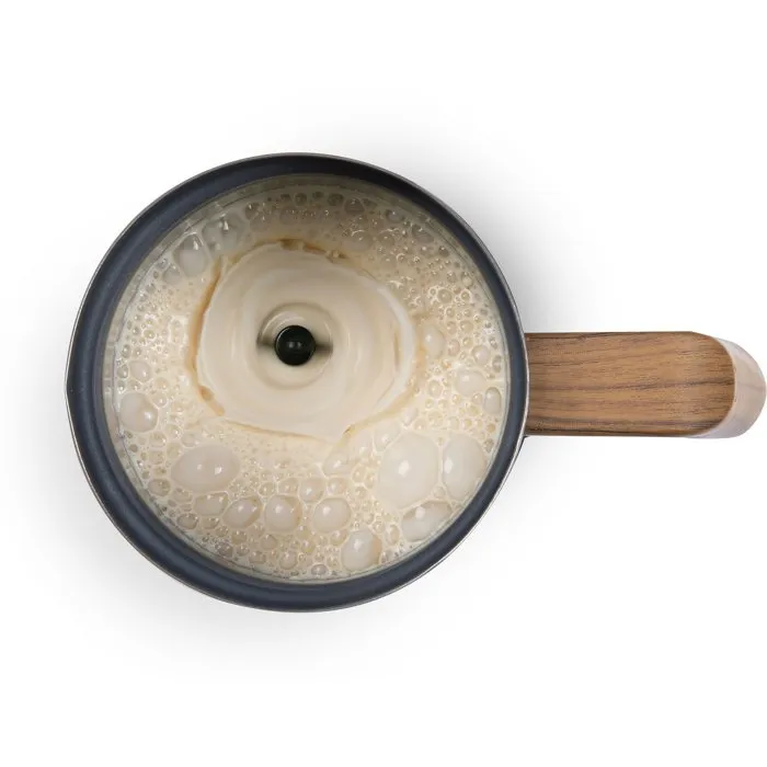 Domo DO745MF Espumador de Leche, 500 W, 150 ml, Base 360°, Gris/Madera