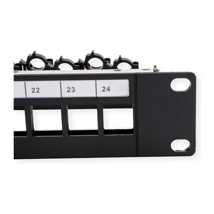 ROLINE 26.11.0390 Panel de Conexión Keystone 24 Puertos Cat6/Cat6a Blindado para Montaje en Rack 19 Pulgadas, Negro