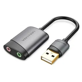 Vention CDKHB Tarjeta de Sonido USB Macho a 2x Jack 3.5 Hembra Cable 0.15m Chapado en Oro