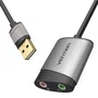 Vention CDKHB Tarjeta de Sonido USB Externa - Adaptador Audio con 2 Salidas Jack 3.5mm Hembra, 16 bit, Plug & Play
