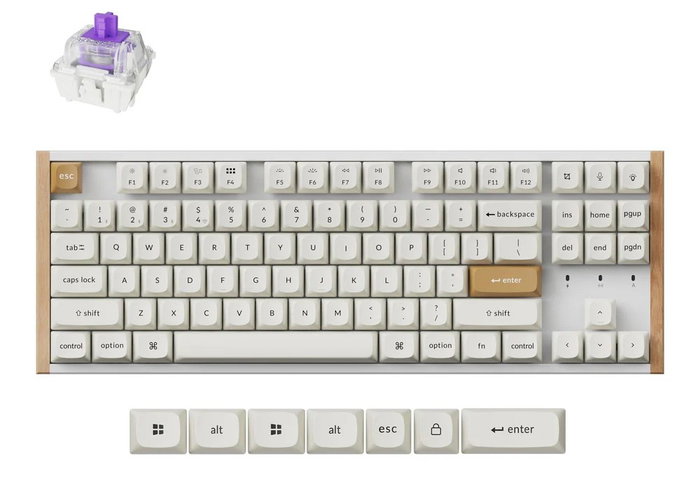 Keychron K8H-Q1 Teclado Gaming 75% Magnetic Wood White RGB
