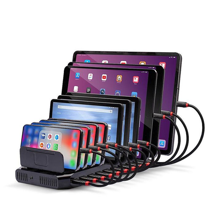 LINDY Estación de carga USB 73309 con 10 puertos USB-A, 96W, Negro