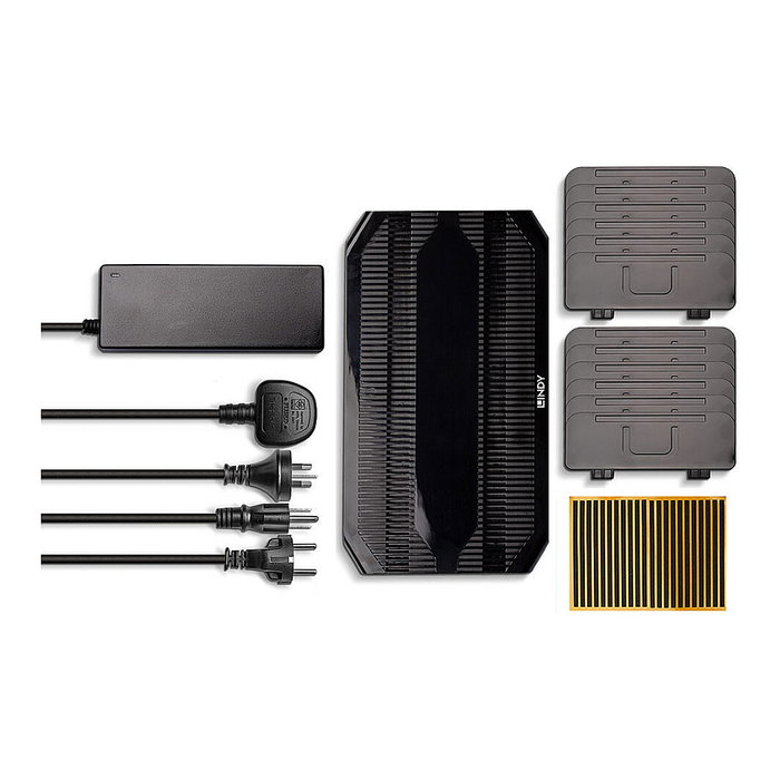 LINDY 73309 Estación de Carga USB 10 Puertos 96W, 10x USB-A, Negro, Protección Sobretensión