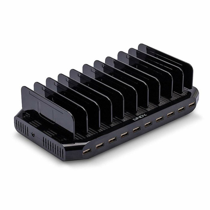LINDY Estación de carga USB 73309 con 10 puertos USB-A, 96W, Negro