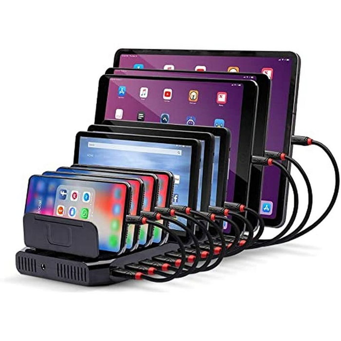 LINDY Estación de carga USB 73309 con 10 puertos USB-A, 96W, Negro