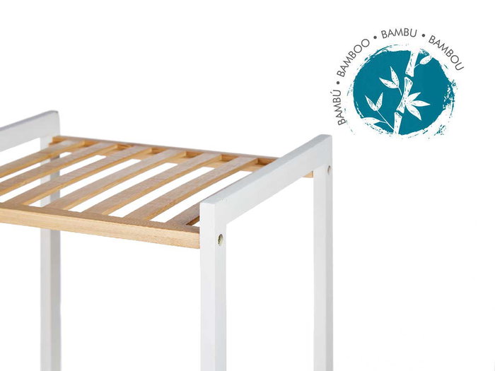 Berilo Estantería Cuadrada, 4 Estantes de Bambú y Pino, Color Blanco Natural, 100x30x35 cm (Montada)