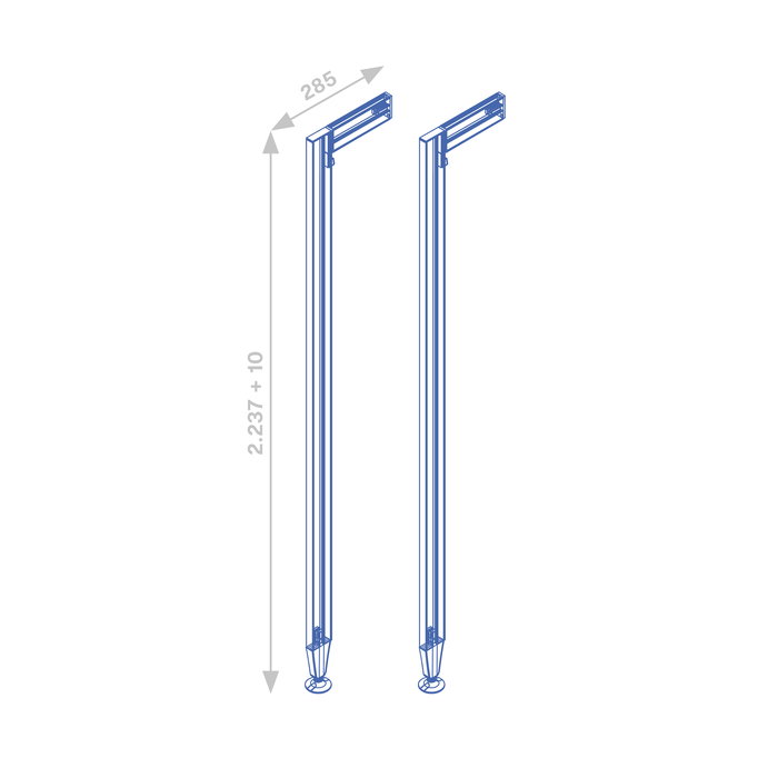 Emuca Lote de 2 estructuras Zero con herrajes y perfiles para montaje al suelo y a pared con nivelador circular, Aluminio y Zamak, Gris piedra