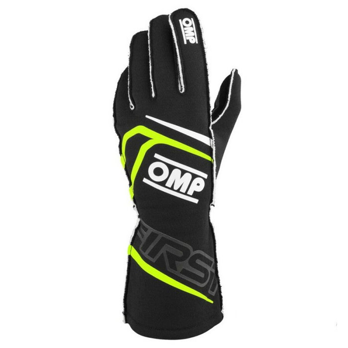 OMP Guantes First FIA 8856-2018 My2025 Negro / Fluo Amarillo Talla S