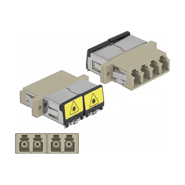 DeLOCK Acoplador de Fibra Óptica LC Quad Hembra a LC Quad Hembra Multimodo Beige