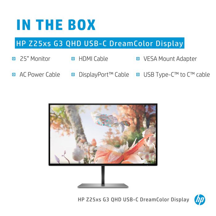 HP Z25xs G3 Monitor QHD 25" USB-C DreamColor Pantone Validado con 99% sRGB y Ajuste Ergonómico