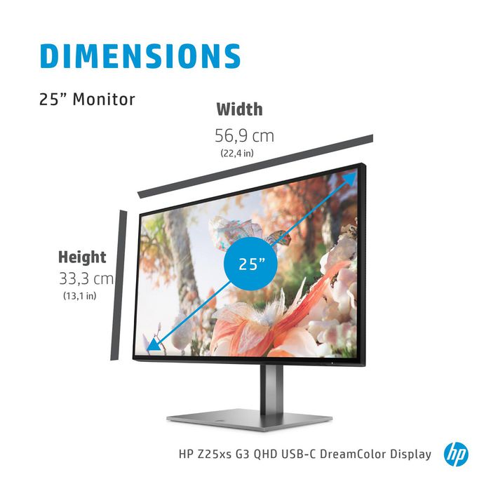 HP Z25xs G3 Monitor QHD 25" USB-C DreamColor Pantone Validado con 99% sRGB y Ajuste Ergonómico