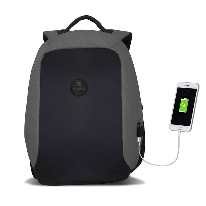 Zoozie Bags 2754 Bolsa para Portátil Resistente al Agua con Puerto USB, Gris, Hasta 15.6 Pulgadas