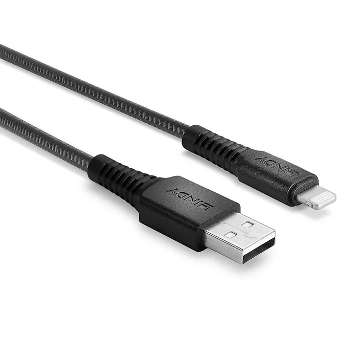 Lindy Cable Lightning a USB A 31290 - 0.5 Metros Negro - Cable de Carga y Datos para Dispositivos Apple iPhone, iPad