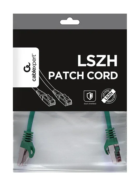 Gembird PP6A-LSZHCU-G-0.25M Cable de Red RJ-45 Cat6a S/FTP, 0.25 Metros, Verde, Blindaje S-STP, Contactos Chapados en Oro, LSZH