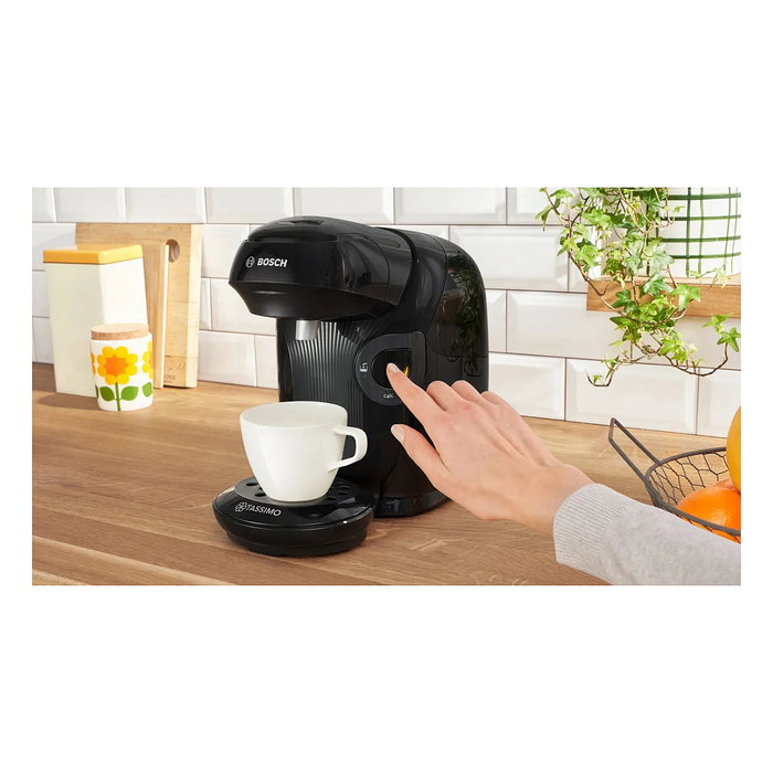 Bosch TAS112E Máquina de Café Automática a Cápsulas para Espresso, Cappuccino y Más, 1400 W, Negro